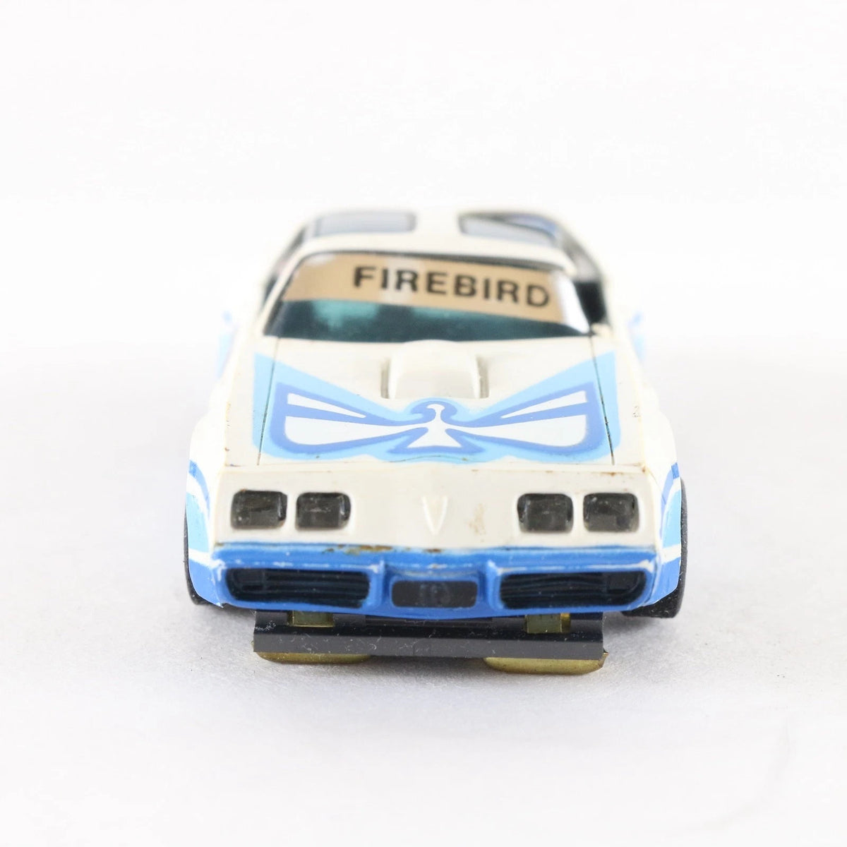 Aurora AFX Pontiac Firebird Blue White #2 Screecher HO Slot Car Slotless