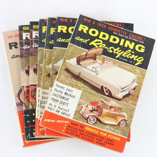 Lot Of 7 Rodding & Restyling Oct Nov Dec 1958 Vintage Car Magazines