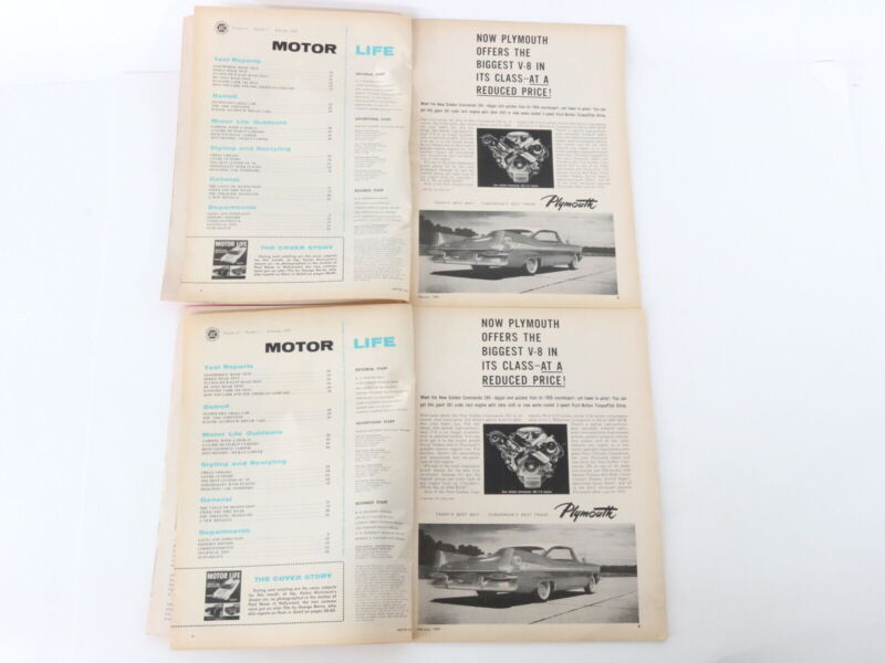 Lot Of 4 Motor Life Vintage Car Magazines Feb Aug Dec 1959 35c