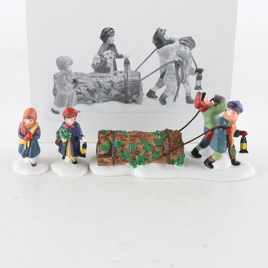 Dept 56 Heritage Village Bringing Home The Yule Log Set Of 4 Christmas 5558-1