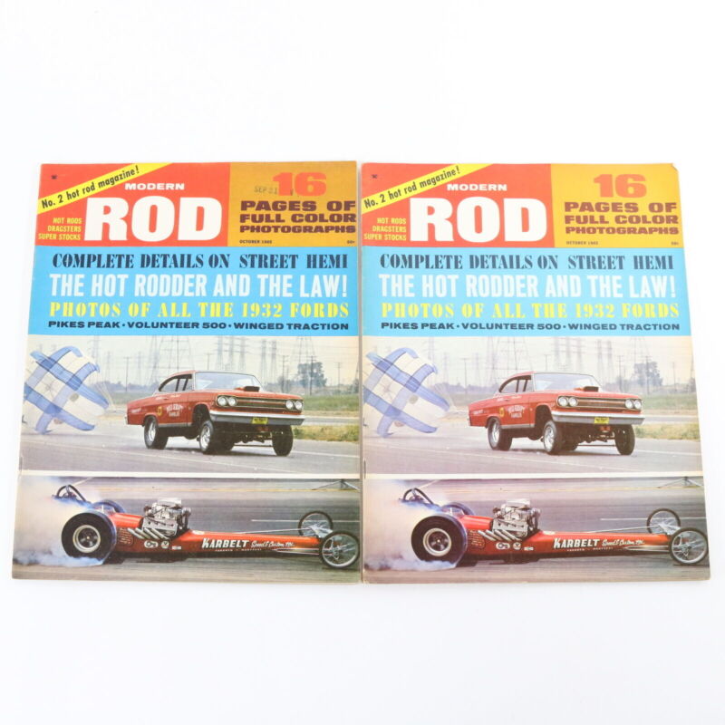 Lot Of 4 Modern Rod No 2 Dragsters Hot Rods Oct Nov 1965 Vintage Car Magazines