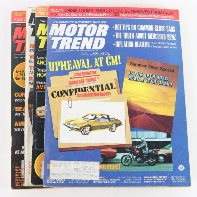 Lot Of 4 Motor Trend June July Aug Sep 1974 Vintage Car Magazines