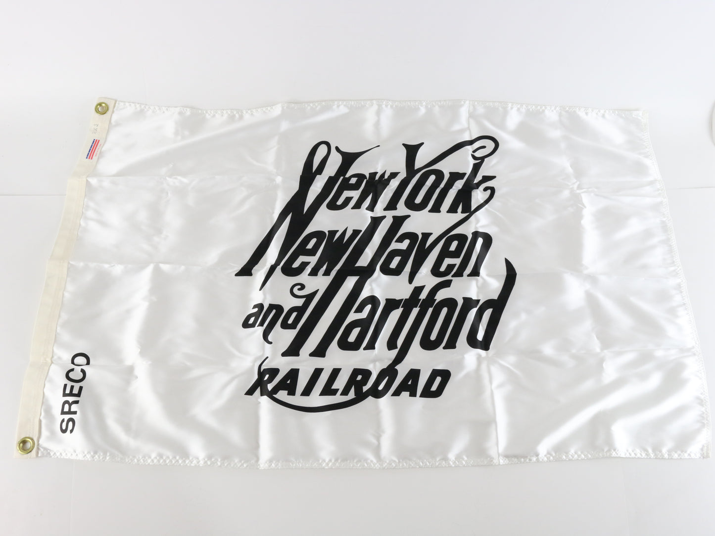 New York New Haven & Hartford NYNHH White & Black Fabric Train Flag 2' By 3' USA