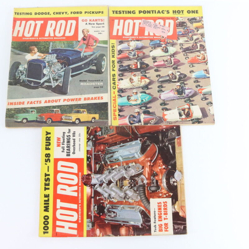 Lot Of 5 Hot Rod Jan Feb Mar May June 1958 Vintage Car Magazines