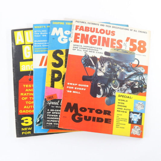 Lot Of 4 Motor Guide Gadgets Engines Mar Sep Nov Dec 1958 Vintage Car Magazines