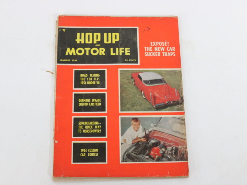 Lot Of 3 Hop UP & Motor Life Vintage Car Magazines Jan Feb Dec XMAS 1954 25c