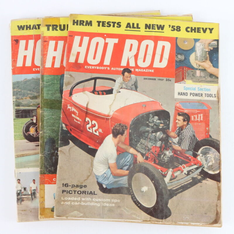 Lot Of 3 Hot Rod October November December 1957 Vintage Car Magazines