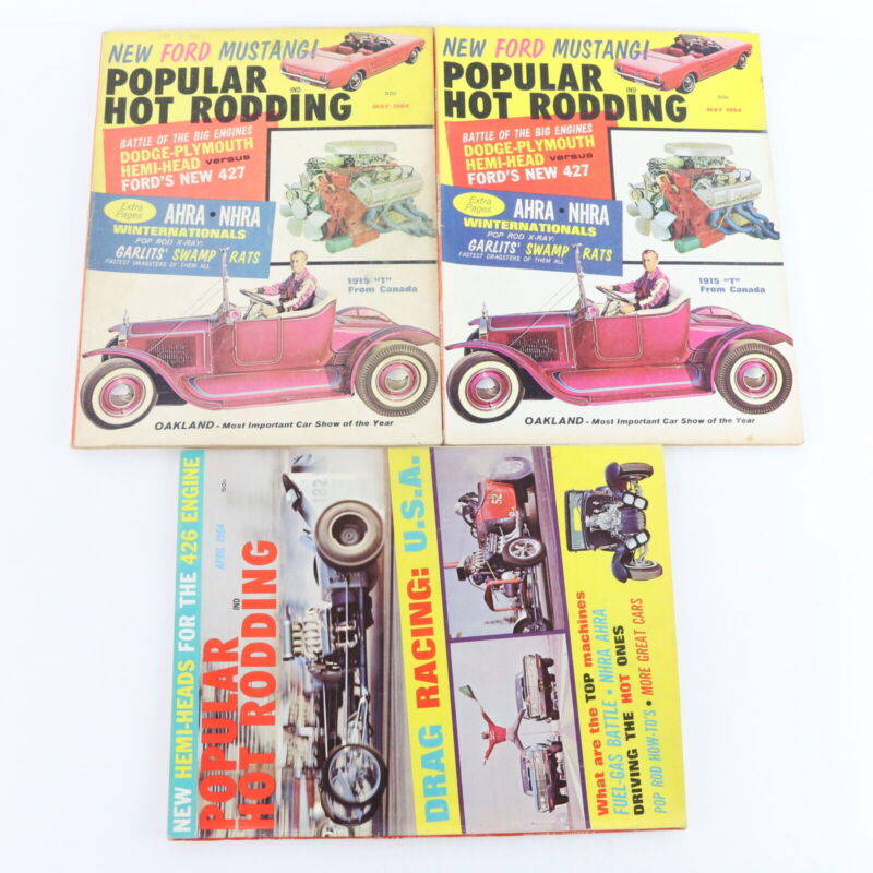 Lot Of 6 Popular Hot Rodding March April May 1964 Vintage Car Magazines