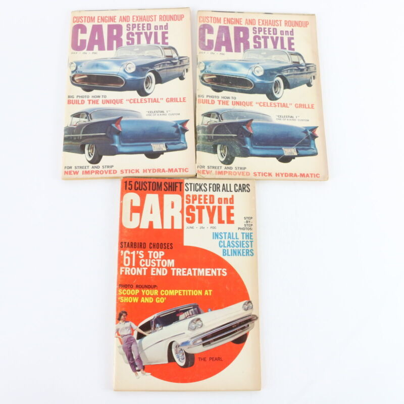 Lot Of 3 Car Speed & Style June & July 1961 Vintage Car Magazines