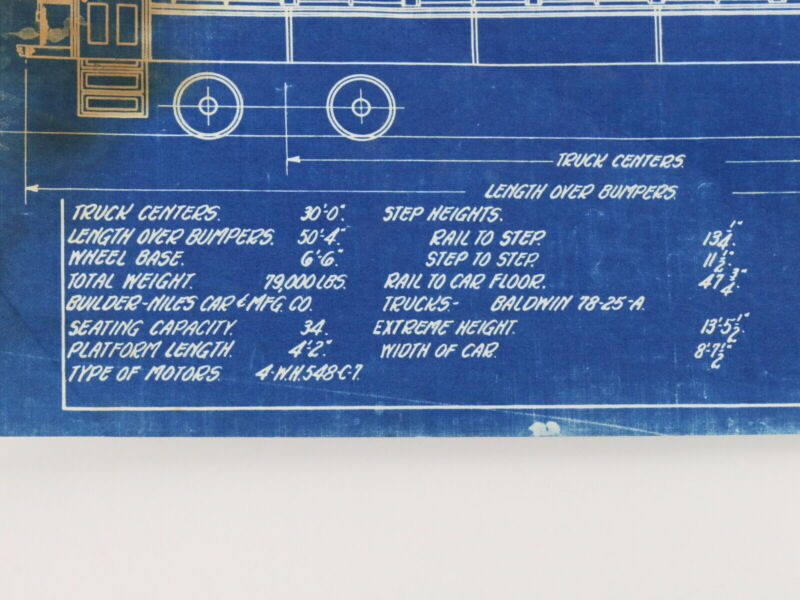 Milwaukee Electric Plan & Elevation Northern Coaches 1105-06 Blueprint 1930 11"