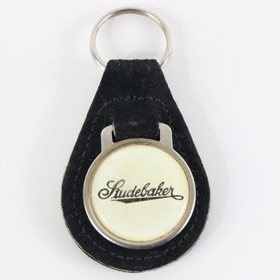 Vintage Studebaker Keychain Automotive White & Black Fabric 2.5"