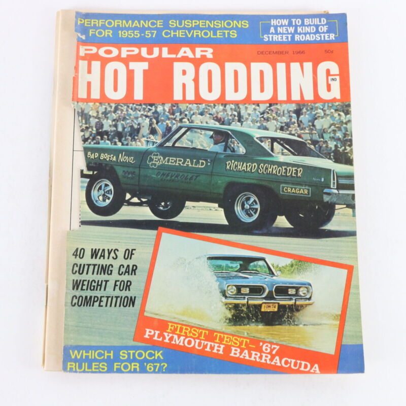 Lot Of 3 Popular Hot Rodding Barracuda December 1966 Vintage Car Magazines