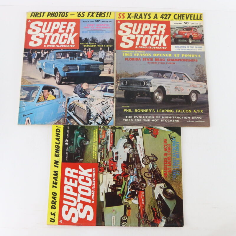 Lot Of 6 Super Stock & Drag Illustrated Jan Feb Mar Apr May June 1965 Car Mags