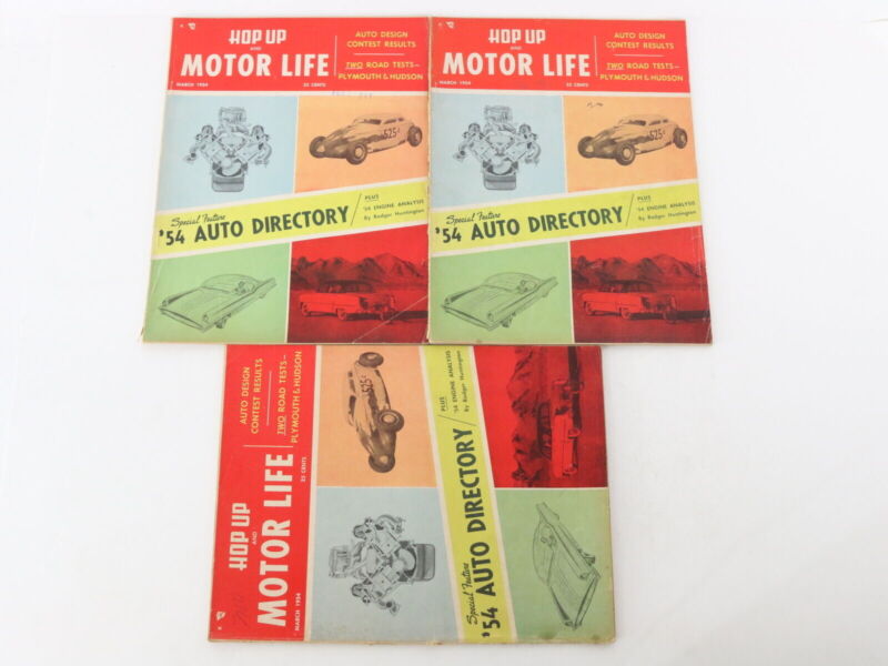 Lot Of 5 formerly Hop UP & Motor Life Car Magazines Mar May June 1954 25c