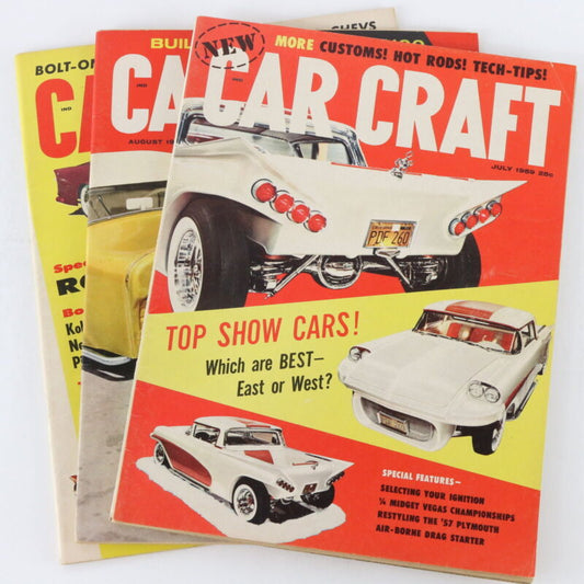 Lot Of 3 Car Craft July August September 1959 Vintage Car Magazines