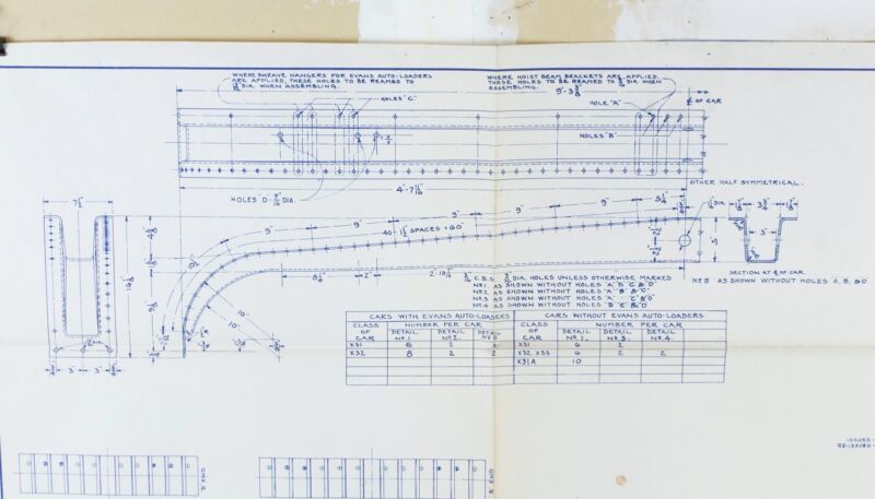 Pennsylvania PRR X31 X32 X33 Freight Cars Roof Carline 400916D 28.75��� Blueprint