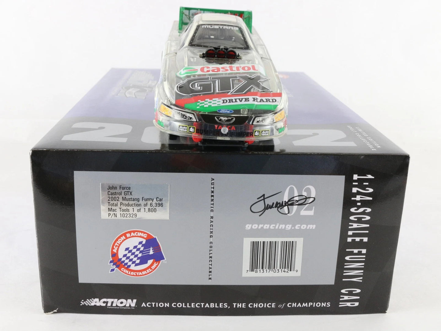 2002 Ford Mustang Funny Car Castrol GTX John Force Action 1:24 Diecast 1 Of 1800