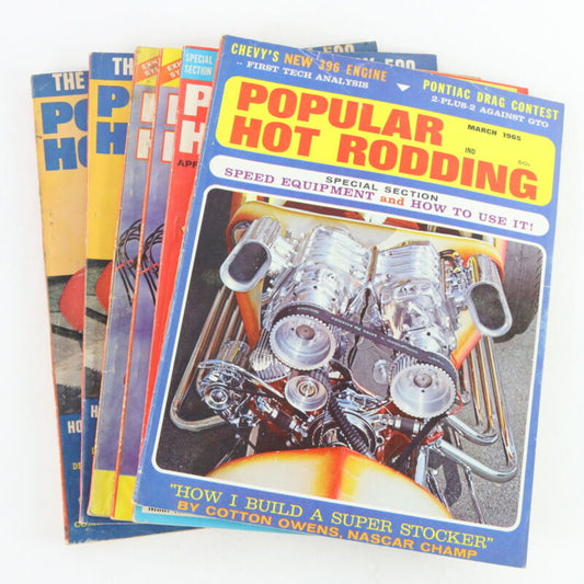 Lot Of 6 Popular Hot Rodding March April May June 1965 Vintage Car Magazines