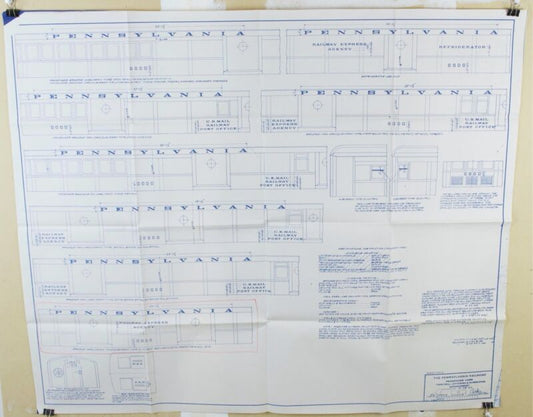 Pennsylvania Railroad 1940s Passenger Car Lettering Numbering Blueprint 34.5���