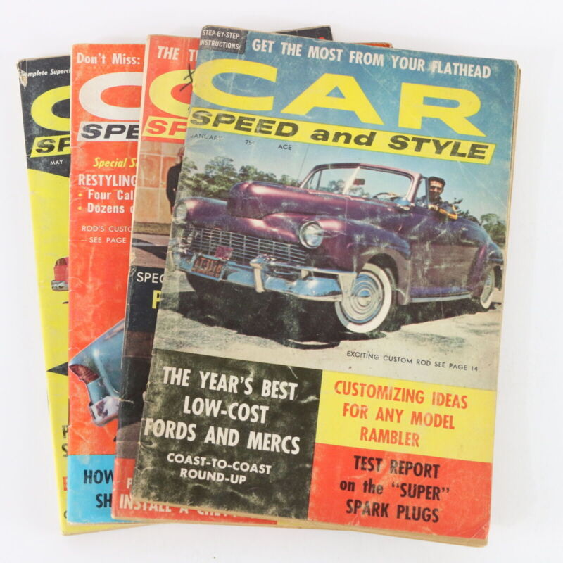 Lot Of 4 Car Speed & Style Jan Feb Apr May 1958 Vintage Car Magazines