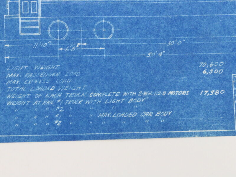 Milwaukee Electric Weight Data Light Loaded North Cars 31-33 Blueprint 1933 11"