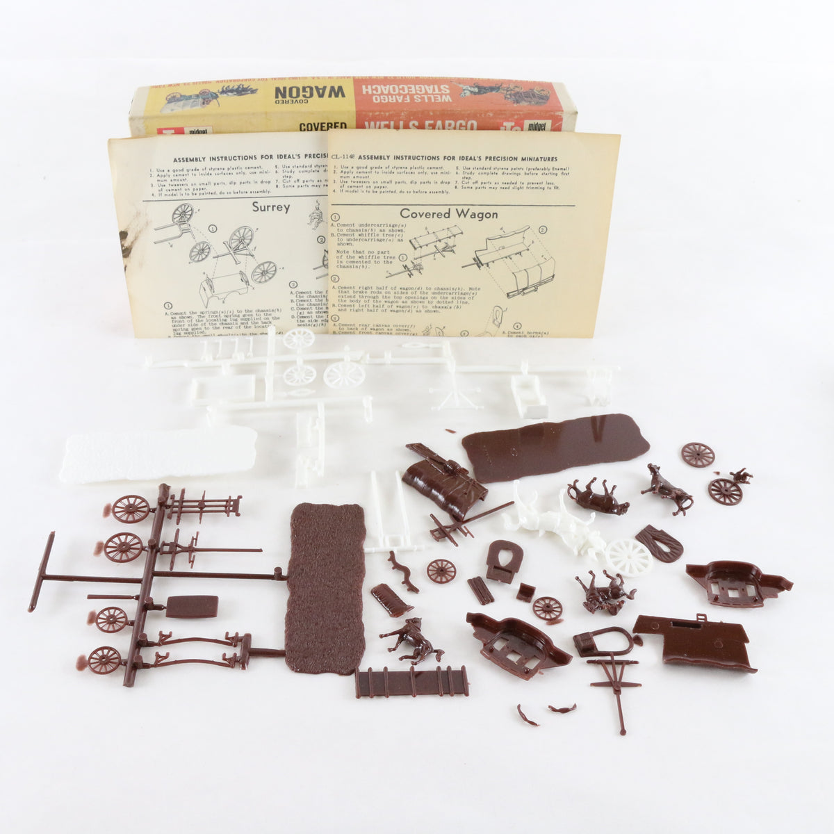 Covered Wagon & Wells Fargo Stagecoach Midget Models ITC Vintage Plastic Kit