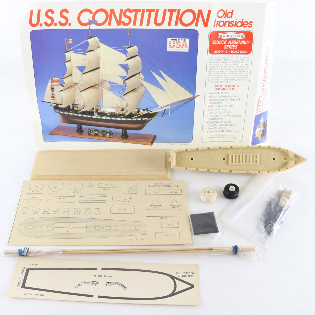 USS Constitution Scientific 1:204 Old Ironsides Ship 187 Wood Boat Kit