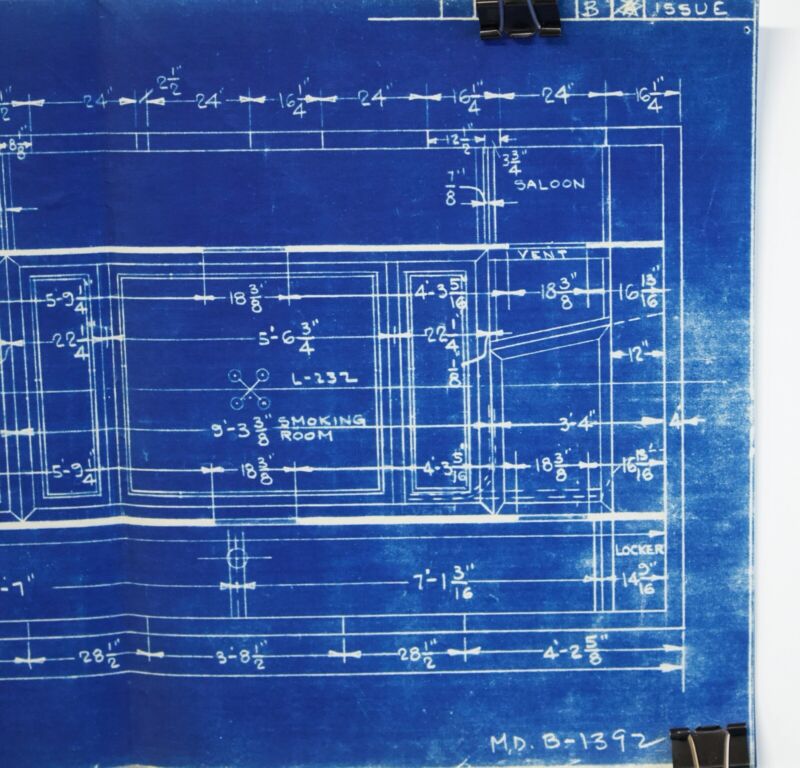 Passenger Pullman Car Ceiling Plan 4036 Train Blueprint 41"