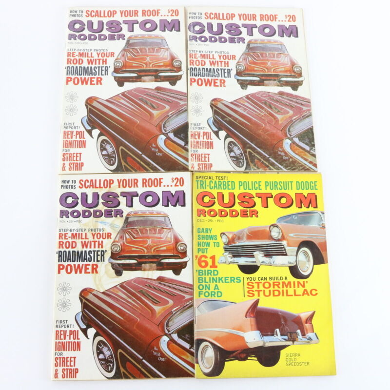 Lot Of 6 Custom Rodder November & December 1961 Vintage Car Magazines