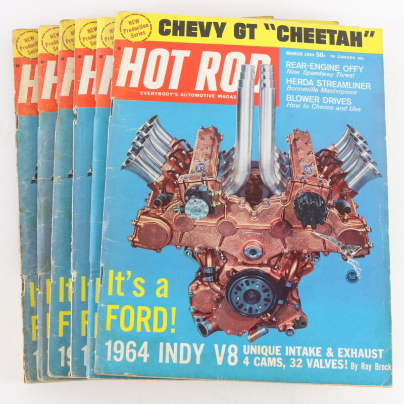 Lot Of 6 Hot Rod Chevy Gt Cheetah March 1964 Vintage Car Magazines