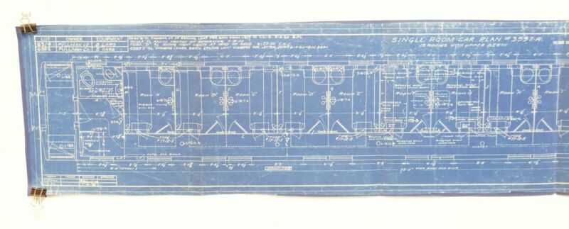 Single Room Car Plan Passenger Train Blueprint 1-10-30 43"