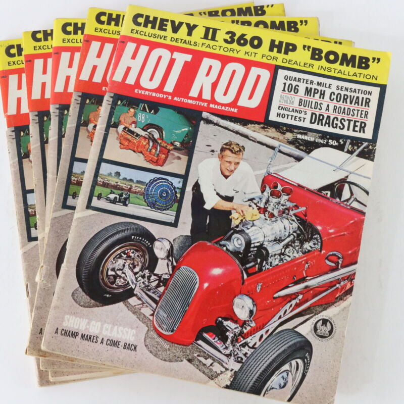 Lot Of 5 Hot Rod Chevy II 360 Hp Bomb March 1962 Vintage Car Magazines