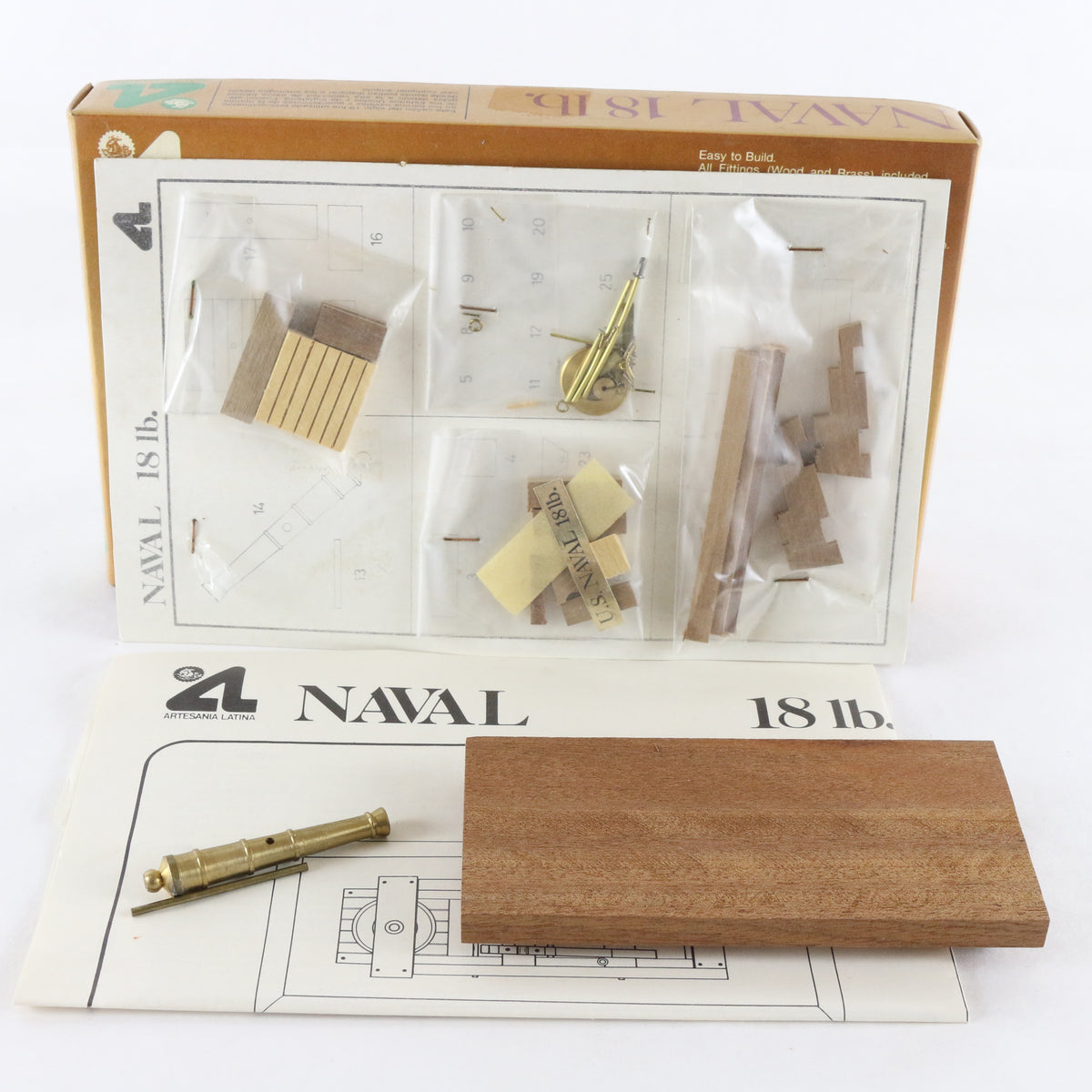 Naval 18LB Cannon Artesania Latina 1:50 Brass & Wood Kit