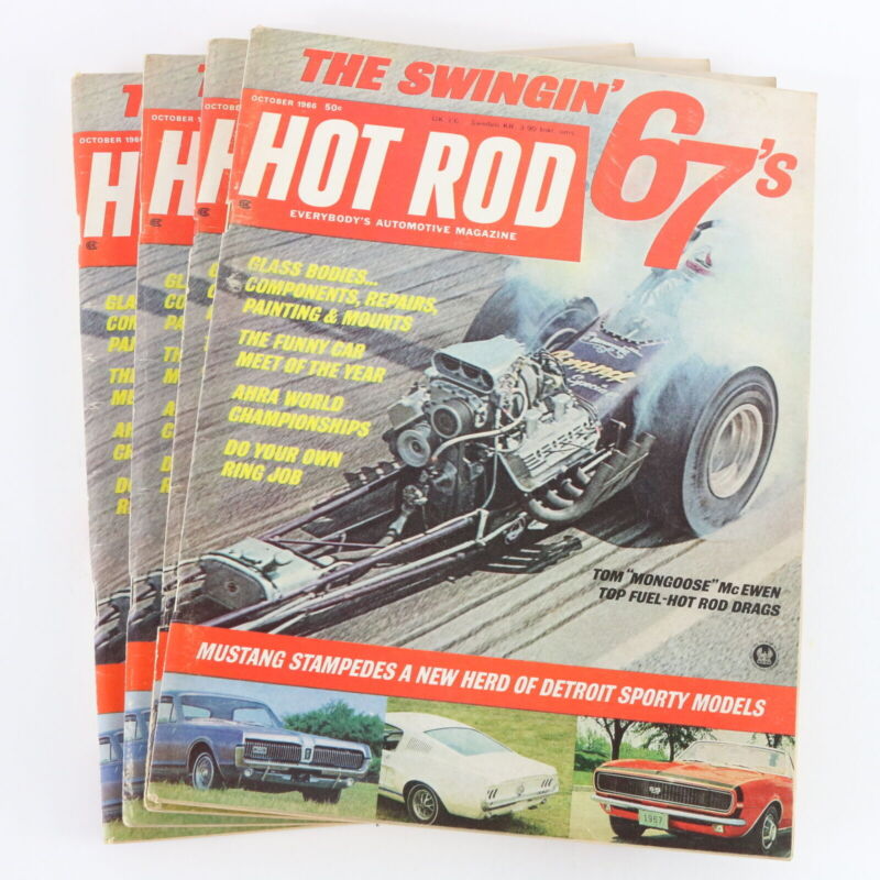 Lot Of 4 Hot Rod Swingin 67s October 1966 Vintage Car Magazines