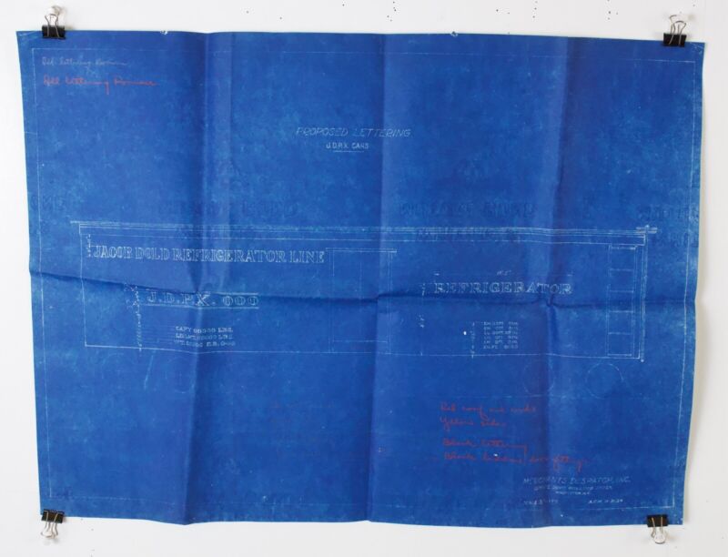 JDPX Refrigerator Reefer Lettering Merchants Despatch 1934 Train Blueprint 24.5���