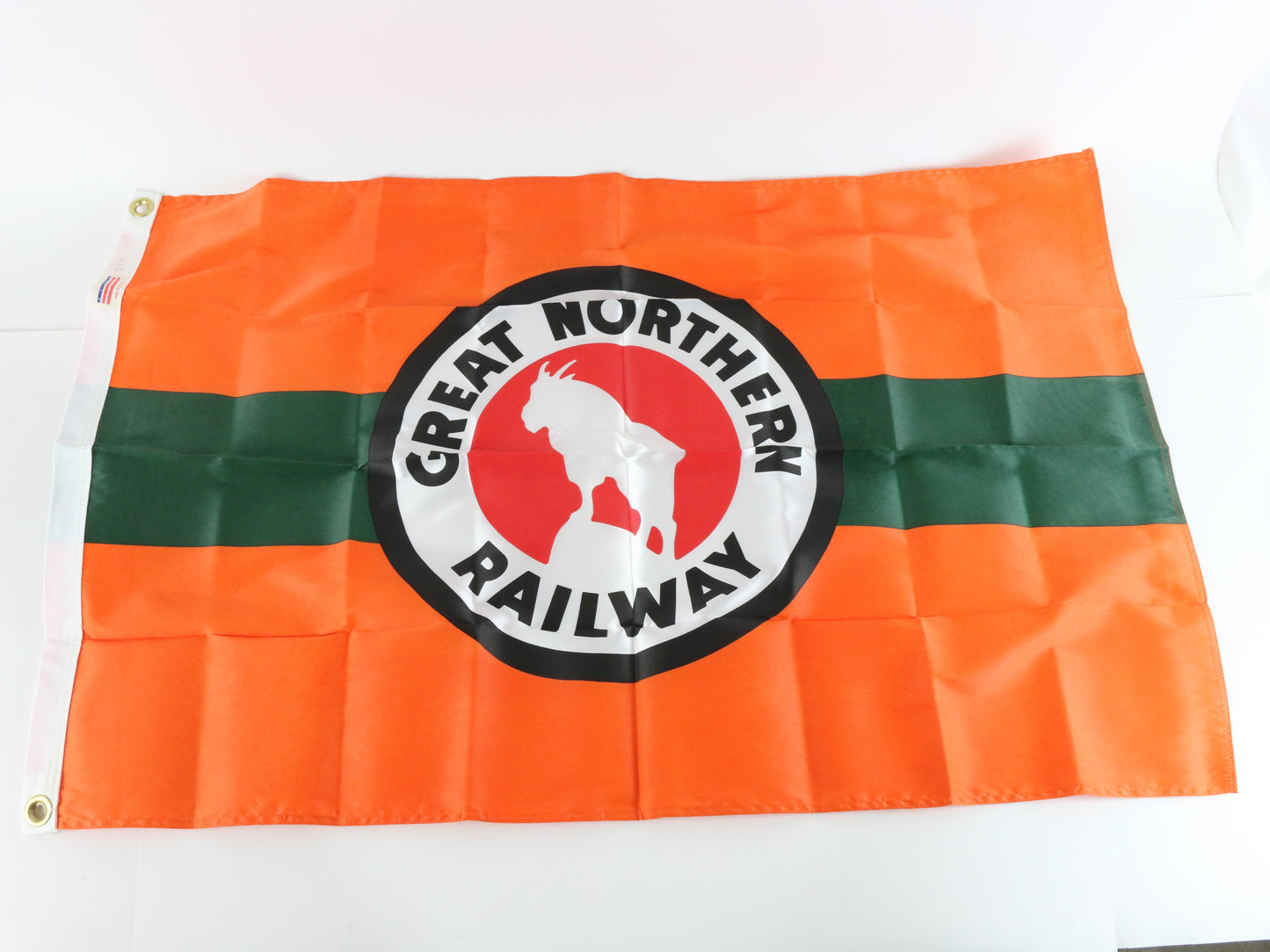 Great Northern Railway GN Orange & Green Fabric 2' By 3' Railroad Flag USA