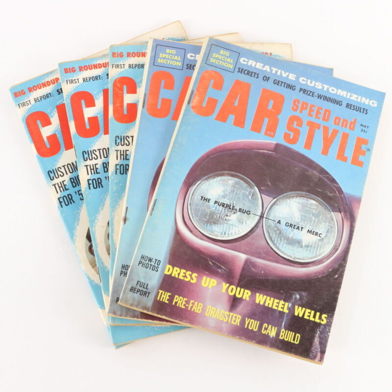 Lot Of 5 Car Speed & Style May & June 1959 Vintage Car Magazines