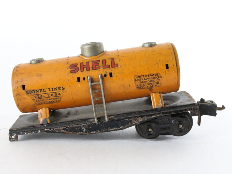 Prewar Shell TLC Orange Tank Car Lionel O 2654