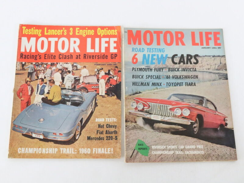 Lot Of 6 Motor Life Vintage Car Magazines Jan Feb Mar Apr 1961 35c