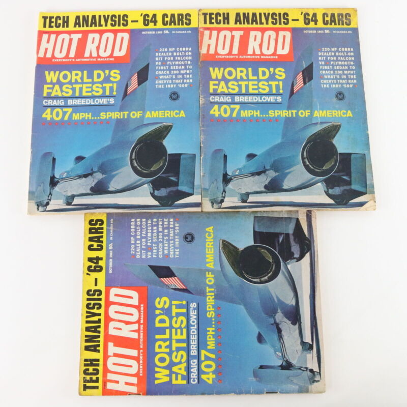 Lot Of 6 Hot Rod Tech Analysis 407mph Breedlove October 1963 Vintage Magazines