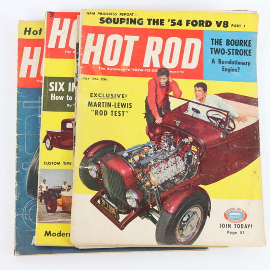 Lot Of 3 Hot Rod April July September 1954 Vintage Car Magazines