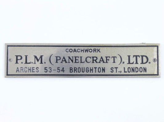 Coachwork P.L.M. (Panelcraft) LTD Arches 53-54 London 4.5��� Metal Builders Plate