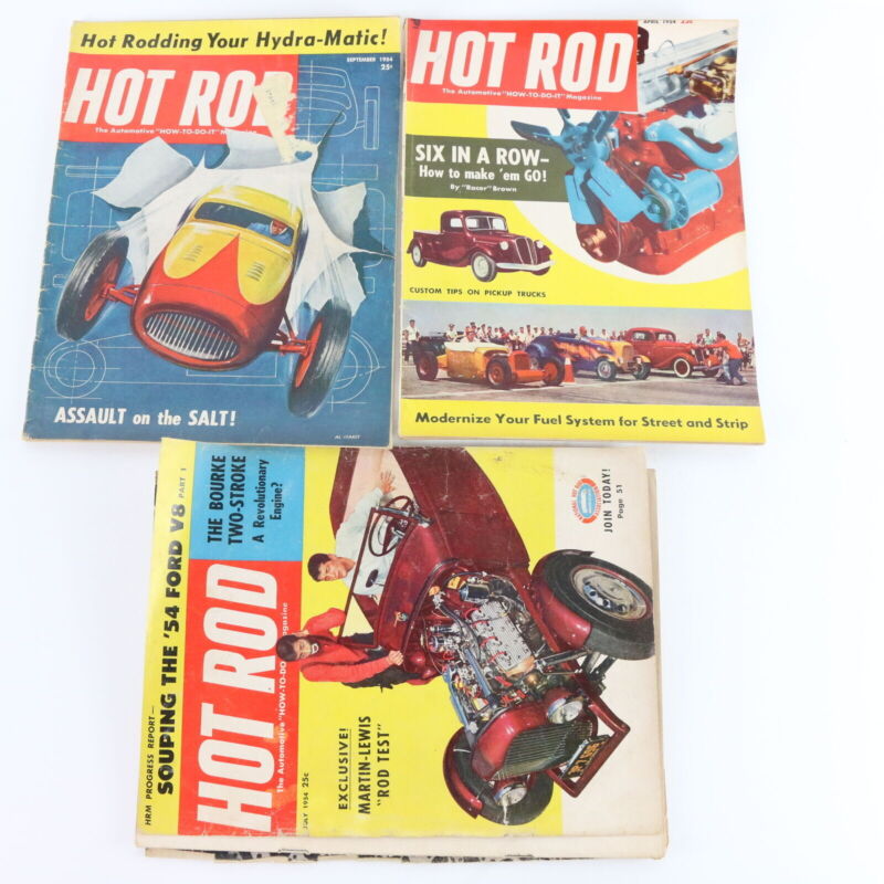 Lot Of 3 Hot Rod April July September 1954 Vintage Car Magazines