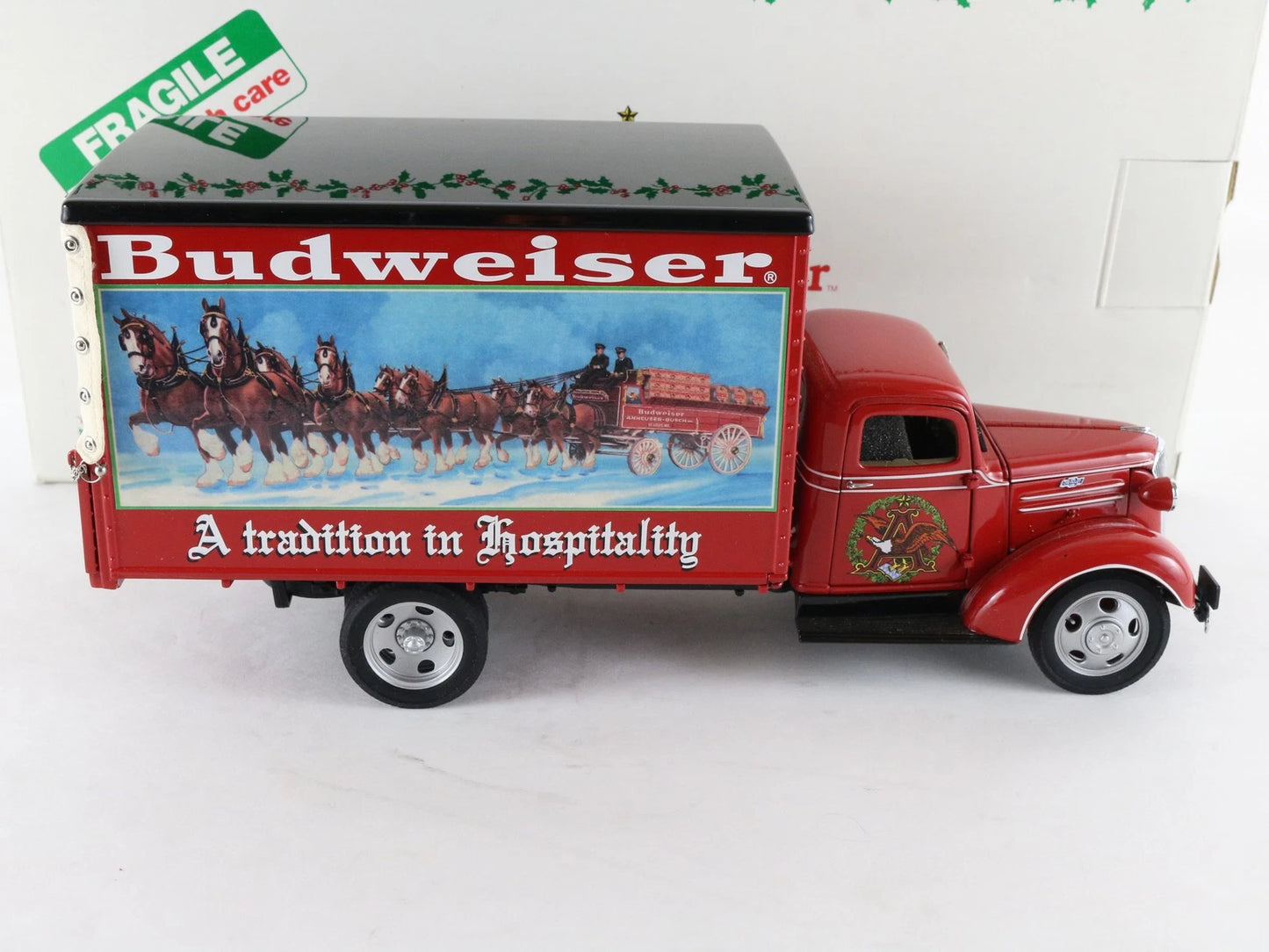 1930s Budweiser Christmas Delivery Truck Red Danbury Mint 1:24 Diecast Model