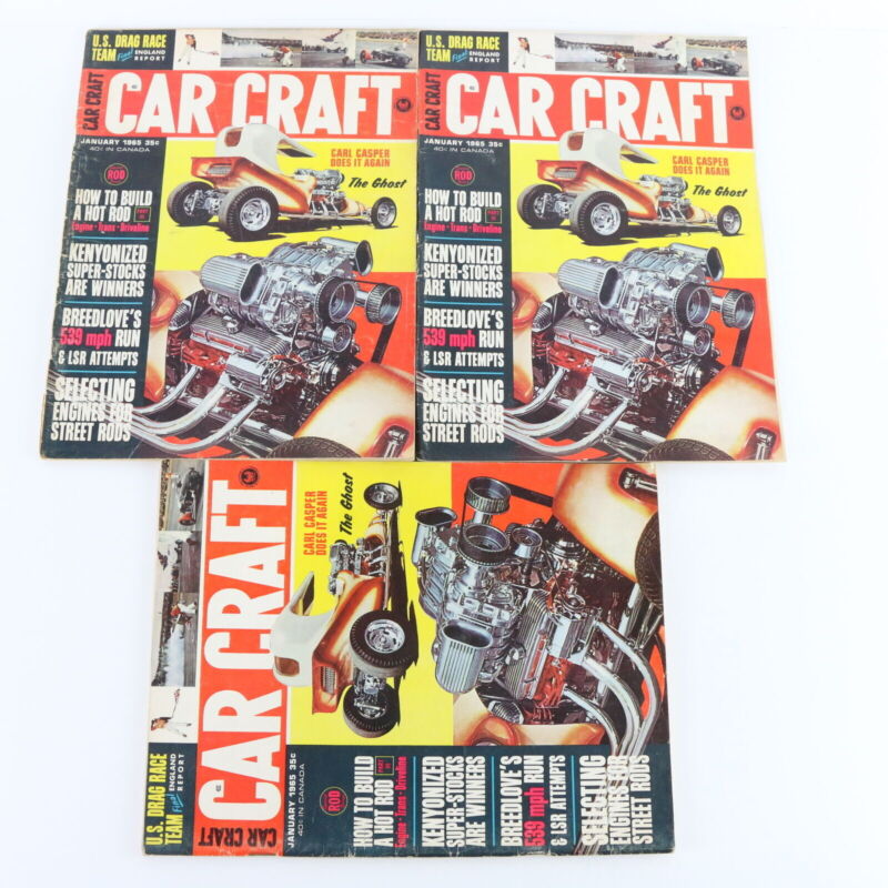 Lot Of 6 Car Craft Hot Rods January & March 1965 Vintage Car Magazines