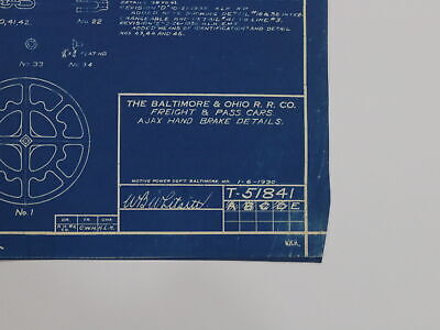 B&O Freight & Passenger Car Ajax Hand Brake Details Blueprint T-51841 1930 18"