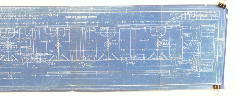 Single Room Car Plan Passenger Train Blueprint 1-10-30 43"