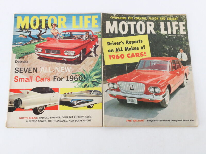 Lot Of 4 Motor Life Vintage Car Magazines Feb Aug Dec 1959 35c