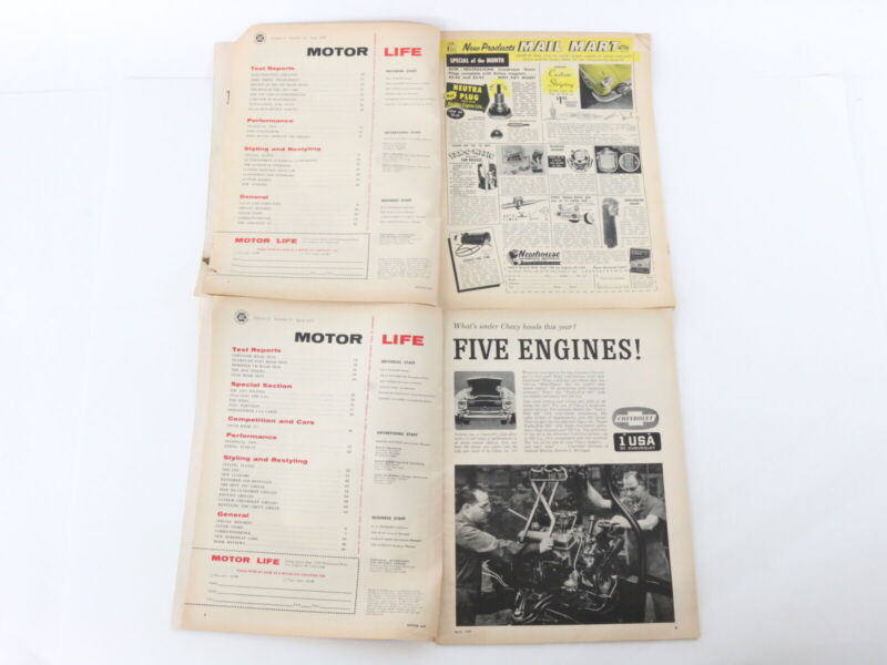 Lot Of 5 Motor Life 1950sVintage Car Magazines Apr June July 1957 25c