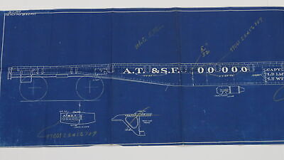 Santa Fe Flat Car Lettering Train Blueprint 26-c 1364 Nov 2 1926 49.75"